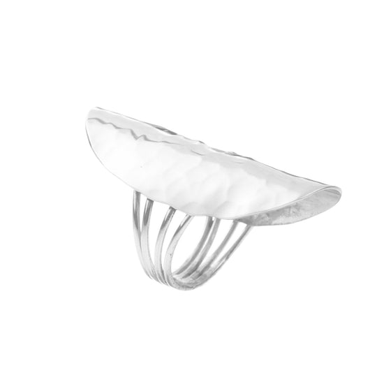Anillo capa martillada de plata de plata mexicana