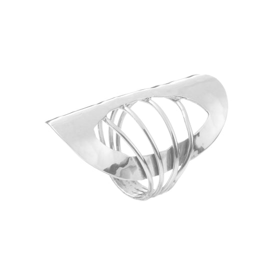 Anillo capa martillada de plata de plata mexicana