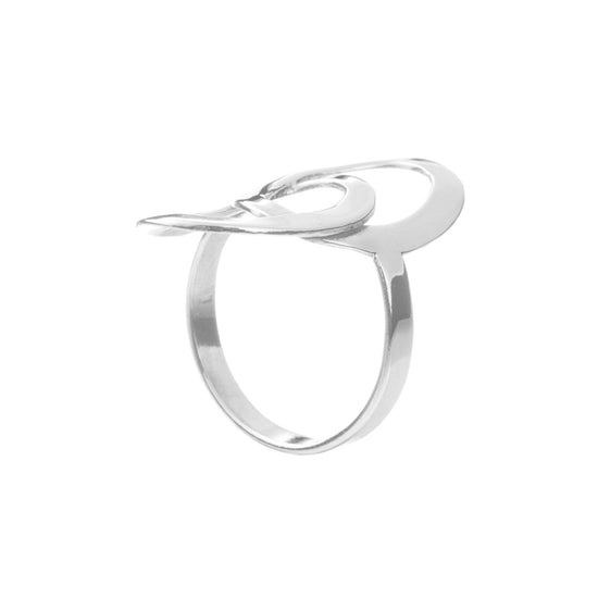 Anillo óvalos entrelazados de plata de plata mexicana