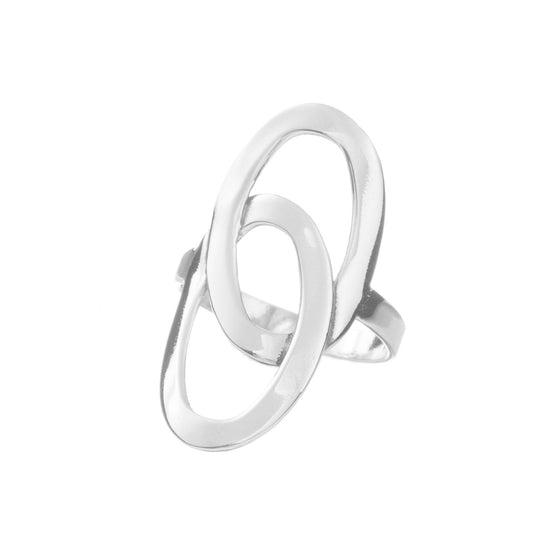 Anillo óvalos entrelazados de plata de plata mexicana