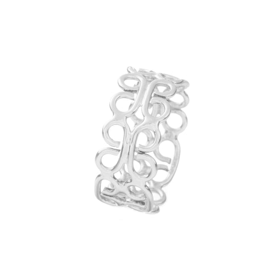 Anillo nudos chinos de plata de plata mexicana