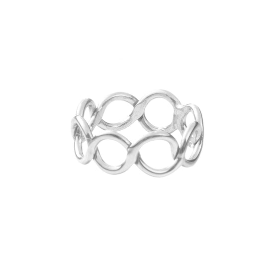 Anillo circulos continuos de plata de plata mexicana