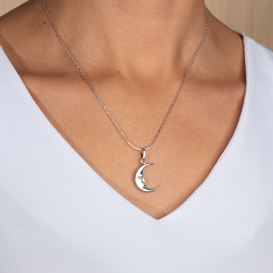 Dije media luna de plata de plata mexicana