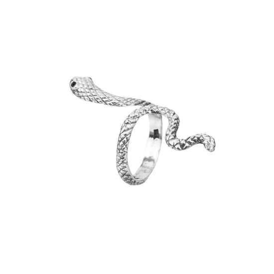 Anillo serpiente vertical de plata de plata mexicana