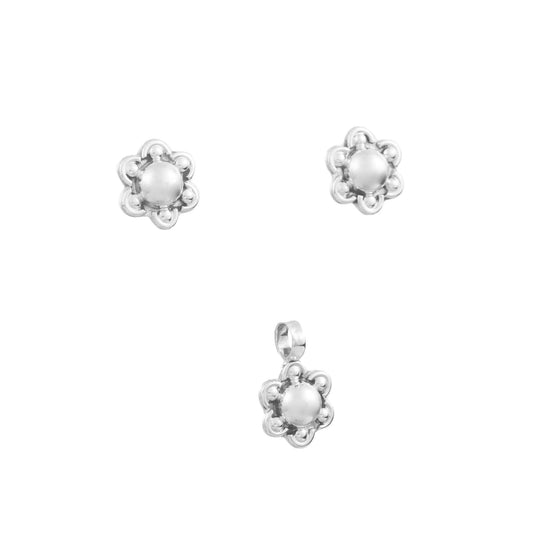 Flower with silver circular details set