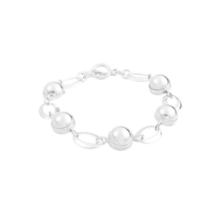 Pulsera ovalos y esferas de plata