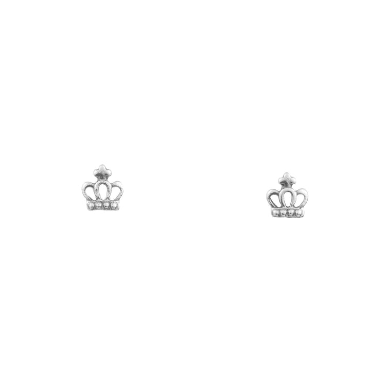 Aretes corona mini pavonada de plata de plata mexicana