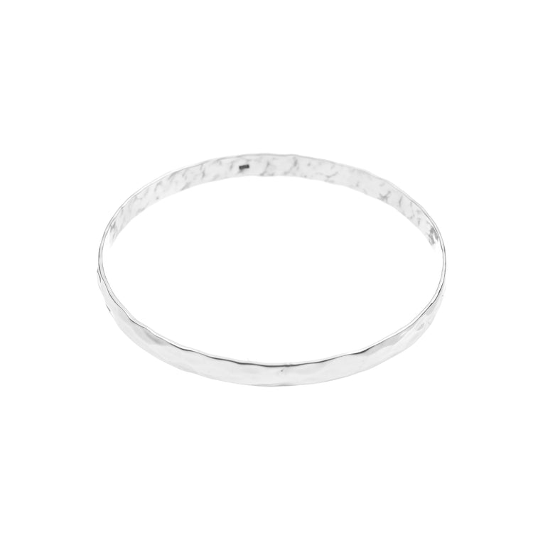 Silver hammered slender bracelet