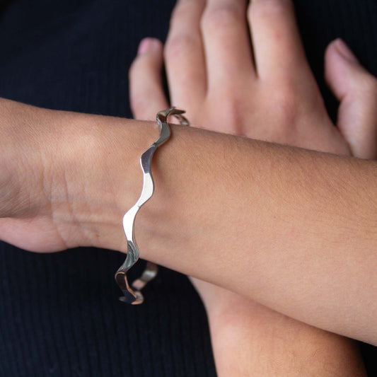 Pulsera ondulada de plata de plata mexicana