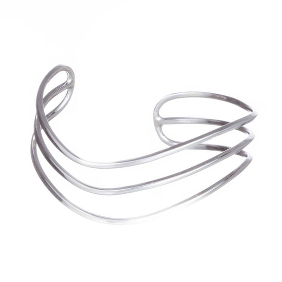 Brazalete 3 lineas ondeadas de Plata