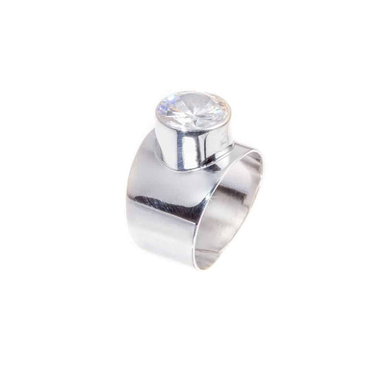 Anillo de Plata grueso con Zirconia