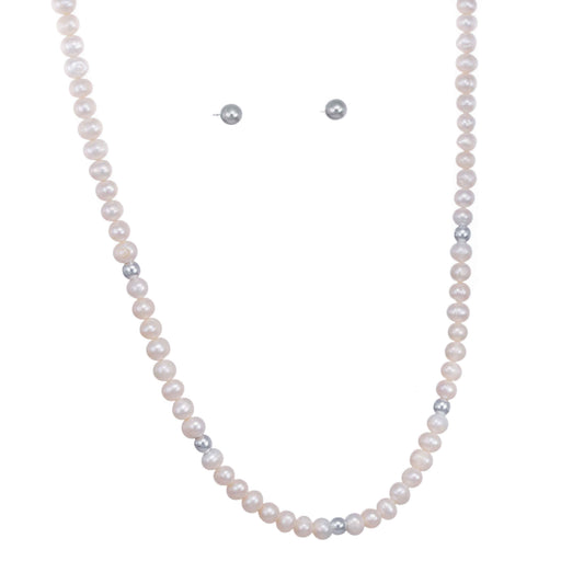 Collar de perlas y aretes de Plata