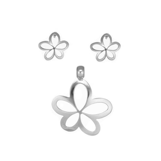 Dije y aretes de flor de Plata