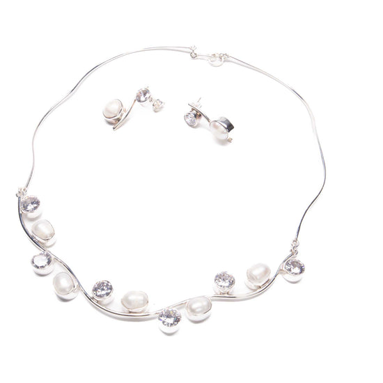 Gragantilla Perlas Zirconias de plata mexicana