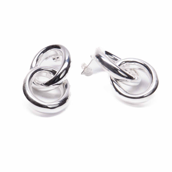 Arete Tubo Entre enlazado 2 de plata mexicana