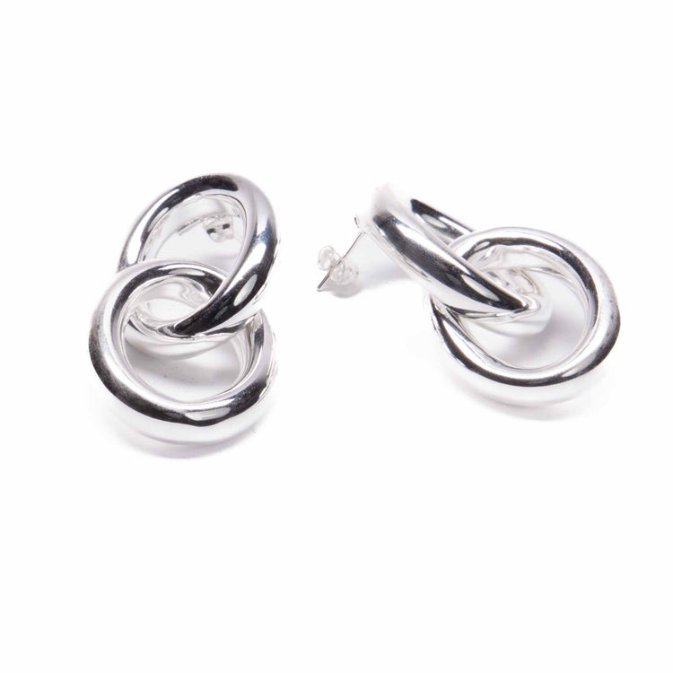 Arete Tubo Entre enlazado 2 de plata mexicana