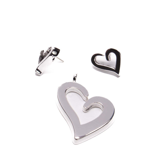 Juego Corazon electro de plata mexicana