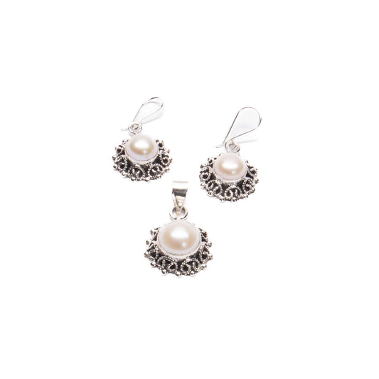 Juego perla Barroco de plata mexicana