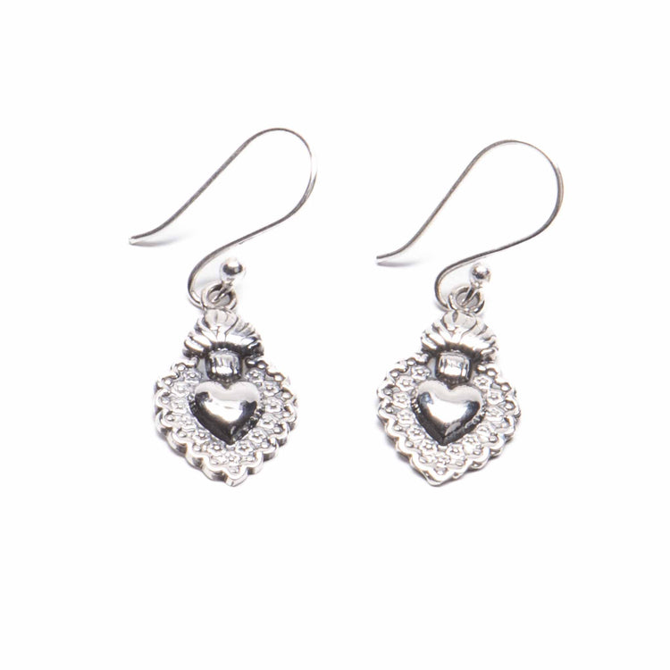 Arete corazon mexicano de plata mexicana