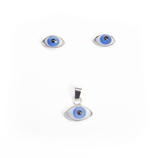 Juego ojo turco Azul de plata mexicana
