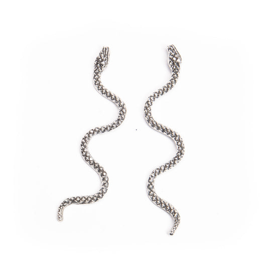 Arete vibora largo de plata mexicana