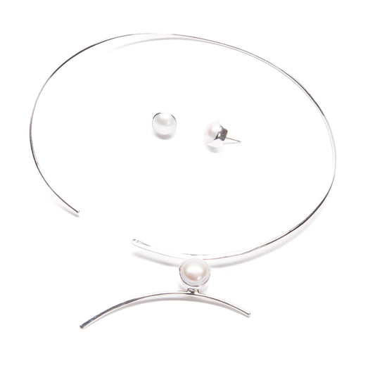 Gargantilla Perla Redonda Sencilla de plata mexicana