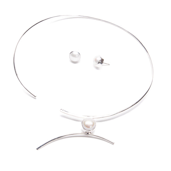 Gargantilla Perla Redonda Sencilla de plata mexicana