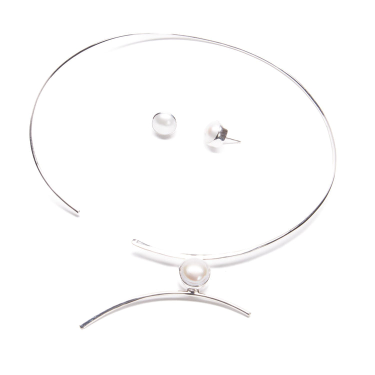 Gargantilla Perla Redonda Sencilla de plata mexicana