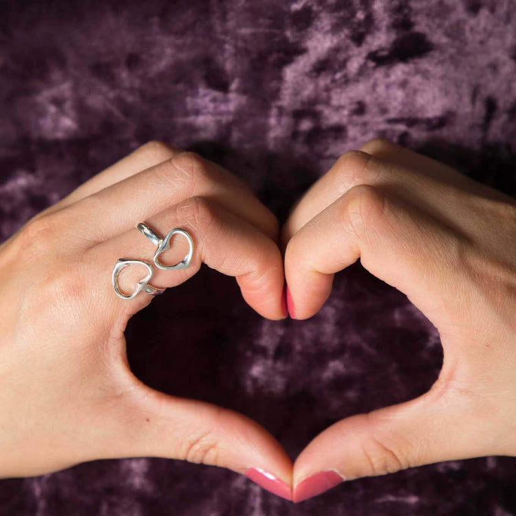 Heart Couple Love Silver Ring
