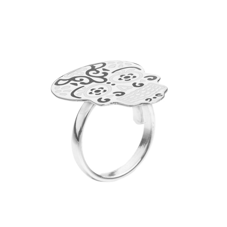 Anillo calavera tradicional de plata*