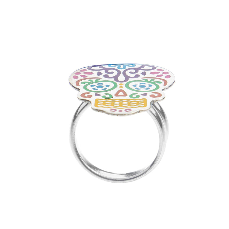 Anillo calavera tradicional de plata*