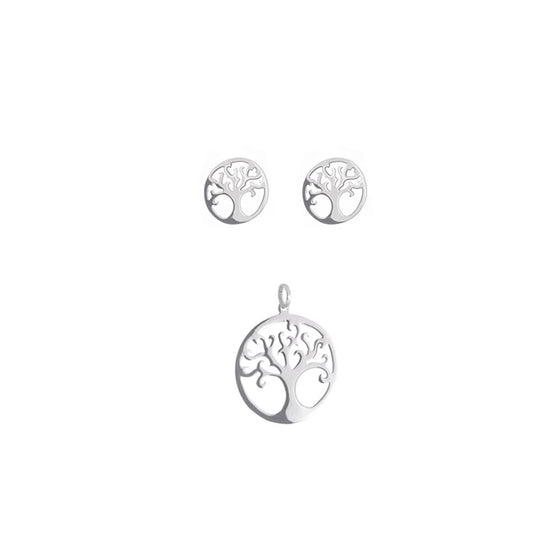 Dije y aretes de Plata árbol de la vida